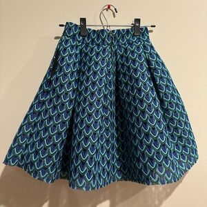 Maje Blue and Green Skater Skirt